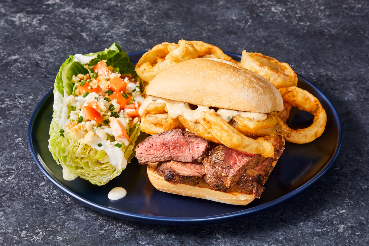 Sirloin Steak Sandwiches & Onion Rings