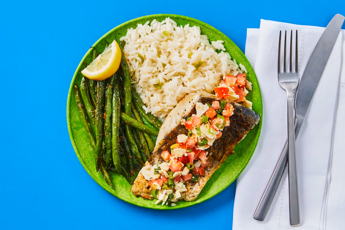 Buttery Barramundi with Tomato-Feta Salad