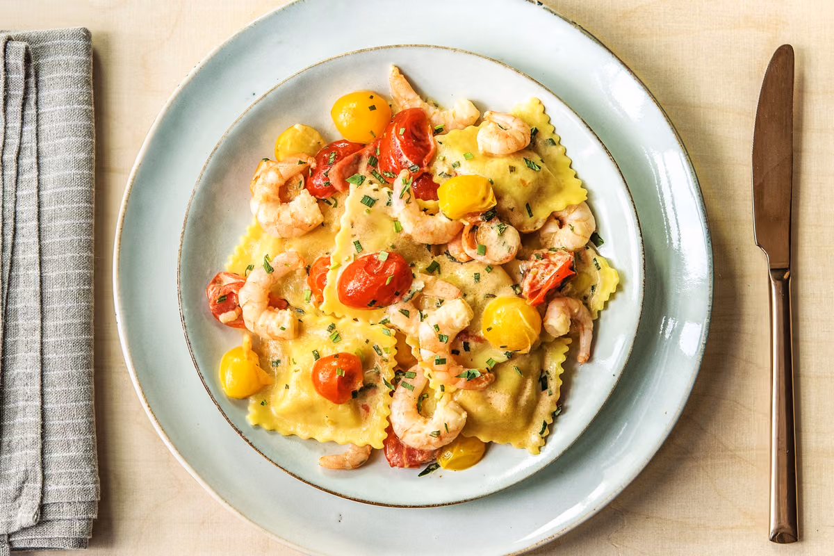 Lobster Ravioli and Shrimp