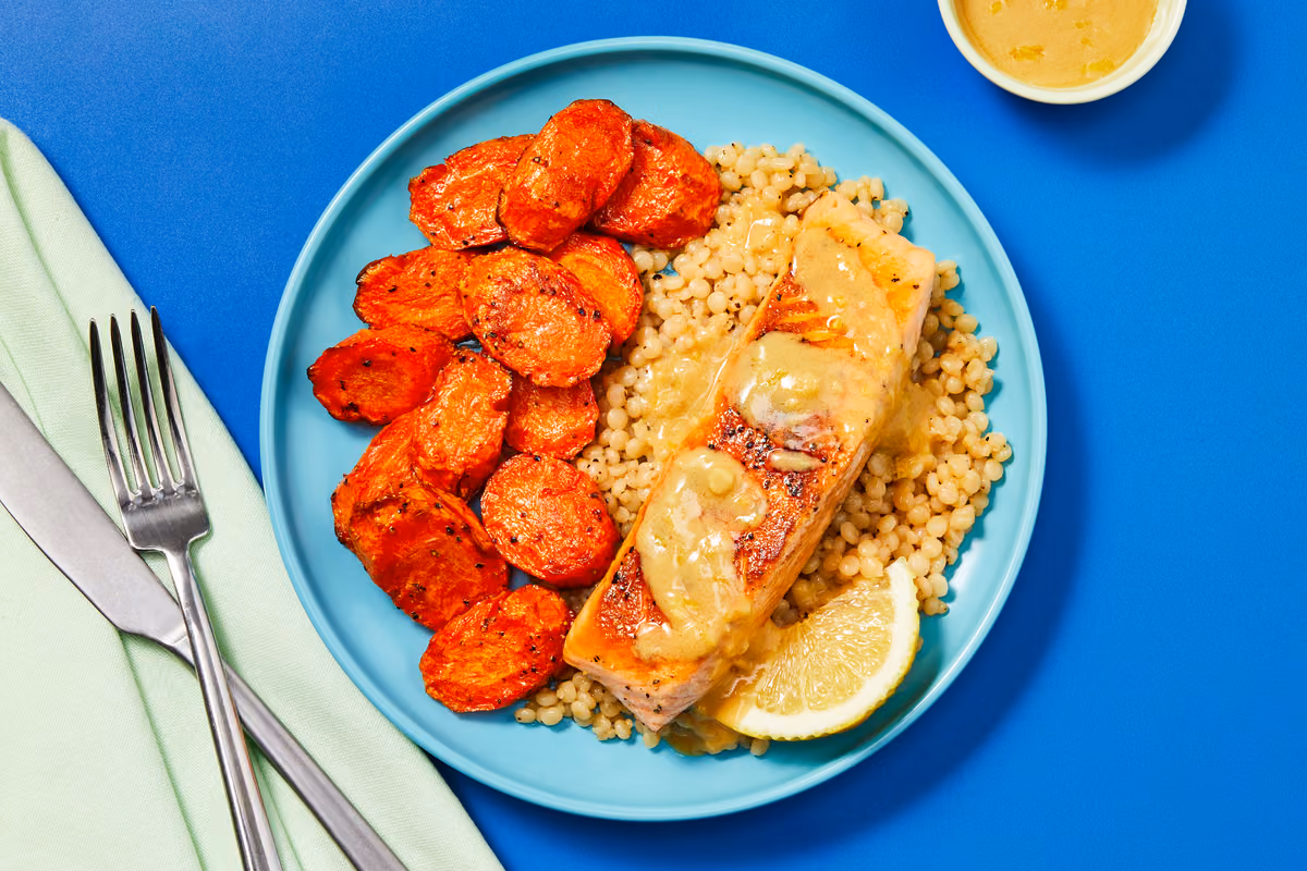 Seared Salmon with Lemon-Dijon Sauce
