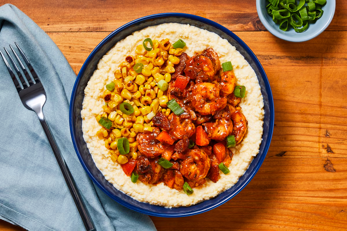 Southern-Style Bacony Shrimp over Grits