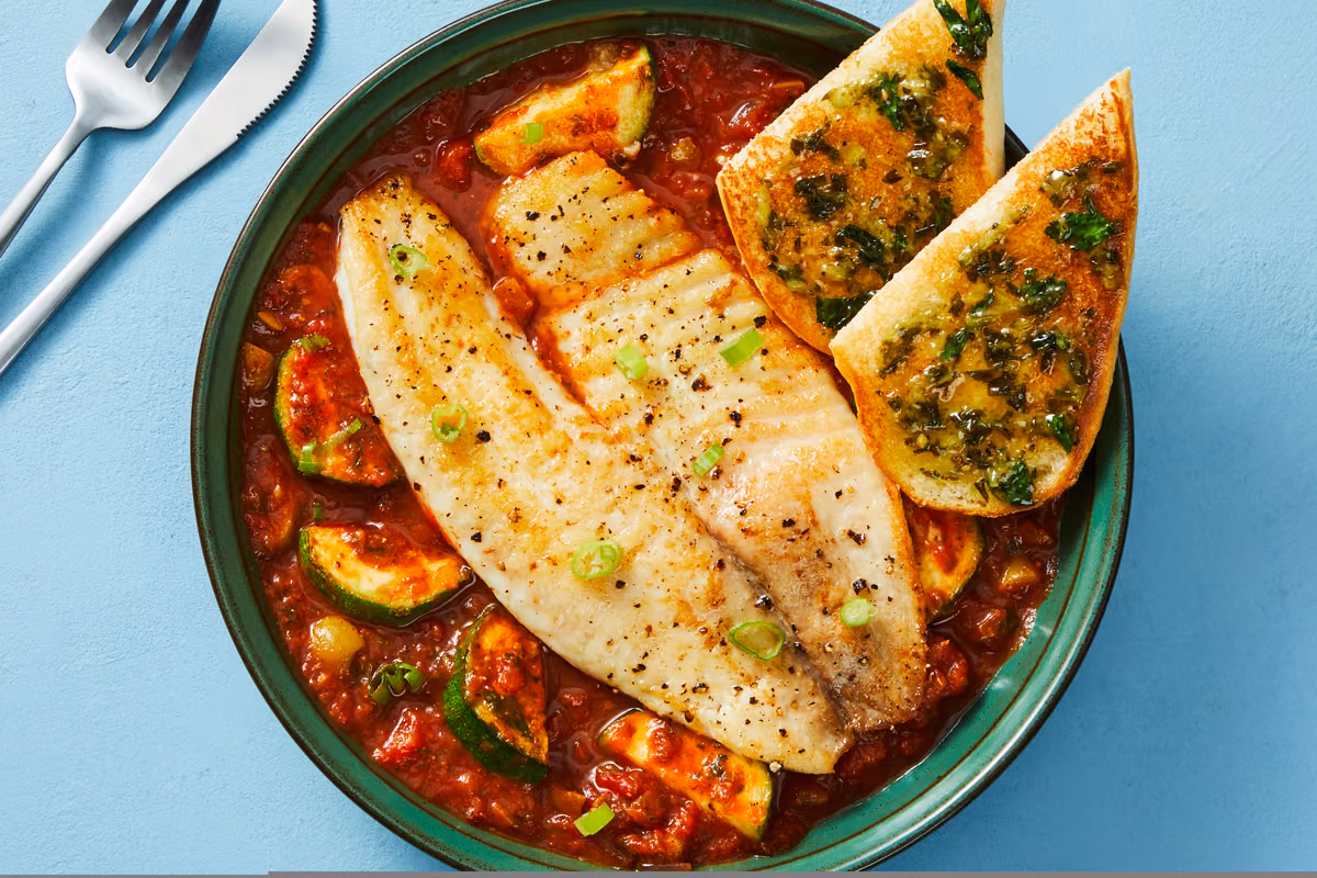 Tilapia with Zucchini Puttanesca