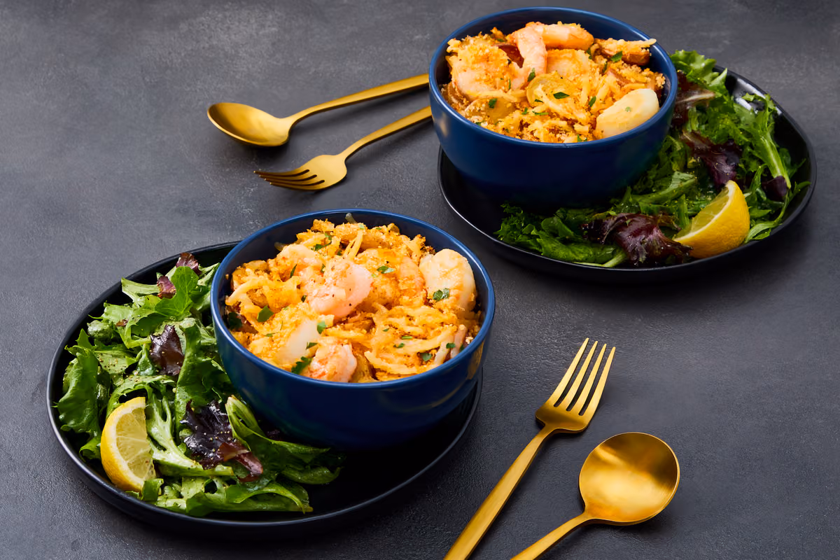Baked Old Bay Scallop & Shrimp Gratins