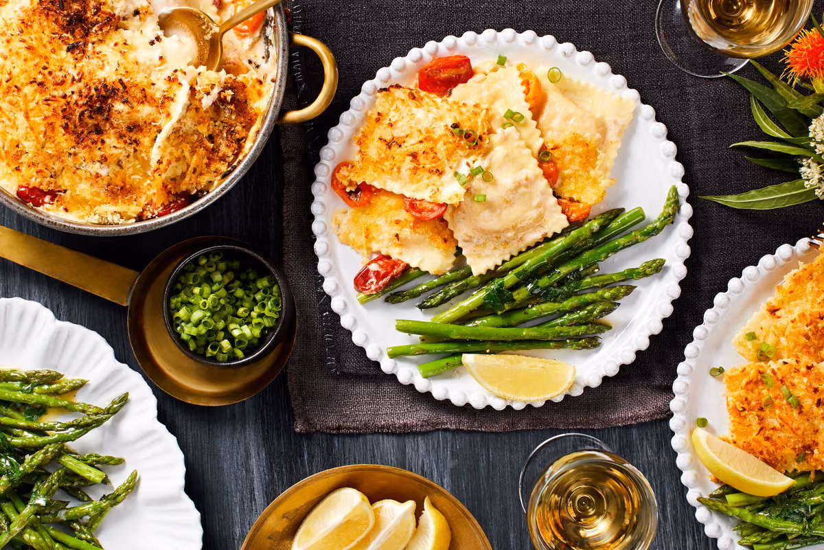 Creamy Lobster Ravioli Gratin