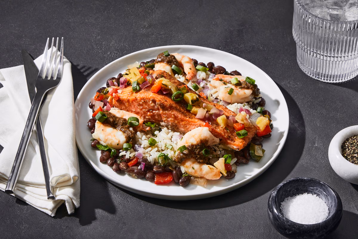 Jamaican Jerk Salmon & Shrimp