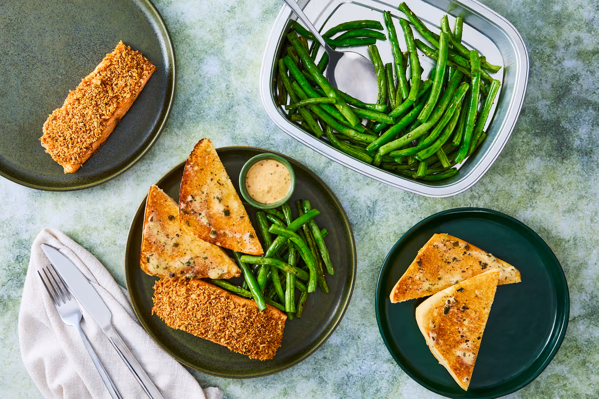 Prep & Bake Dijon-Crusted Salmon & Green Beans