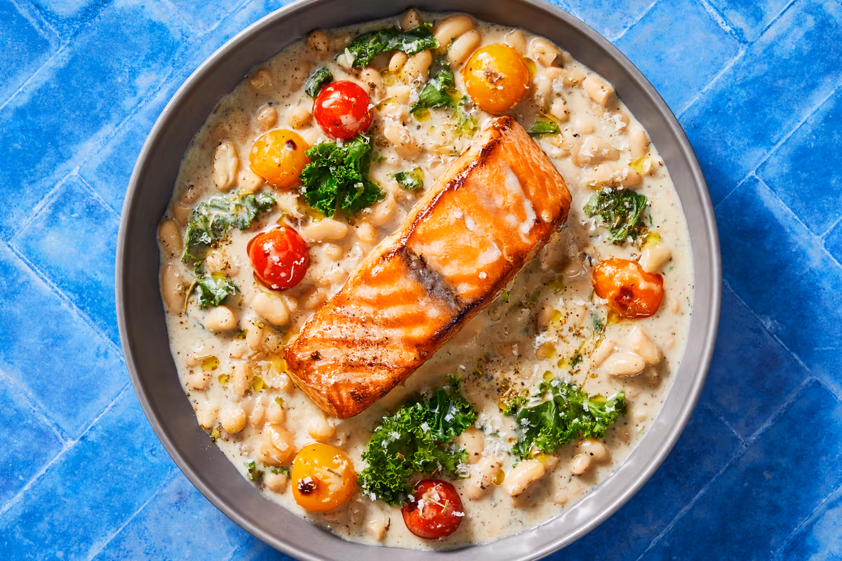 Tuscan Salmon & Stewed White Beans