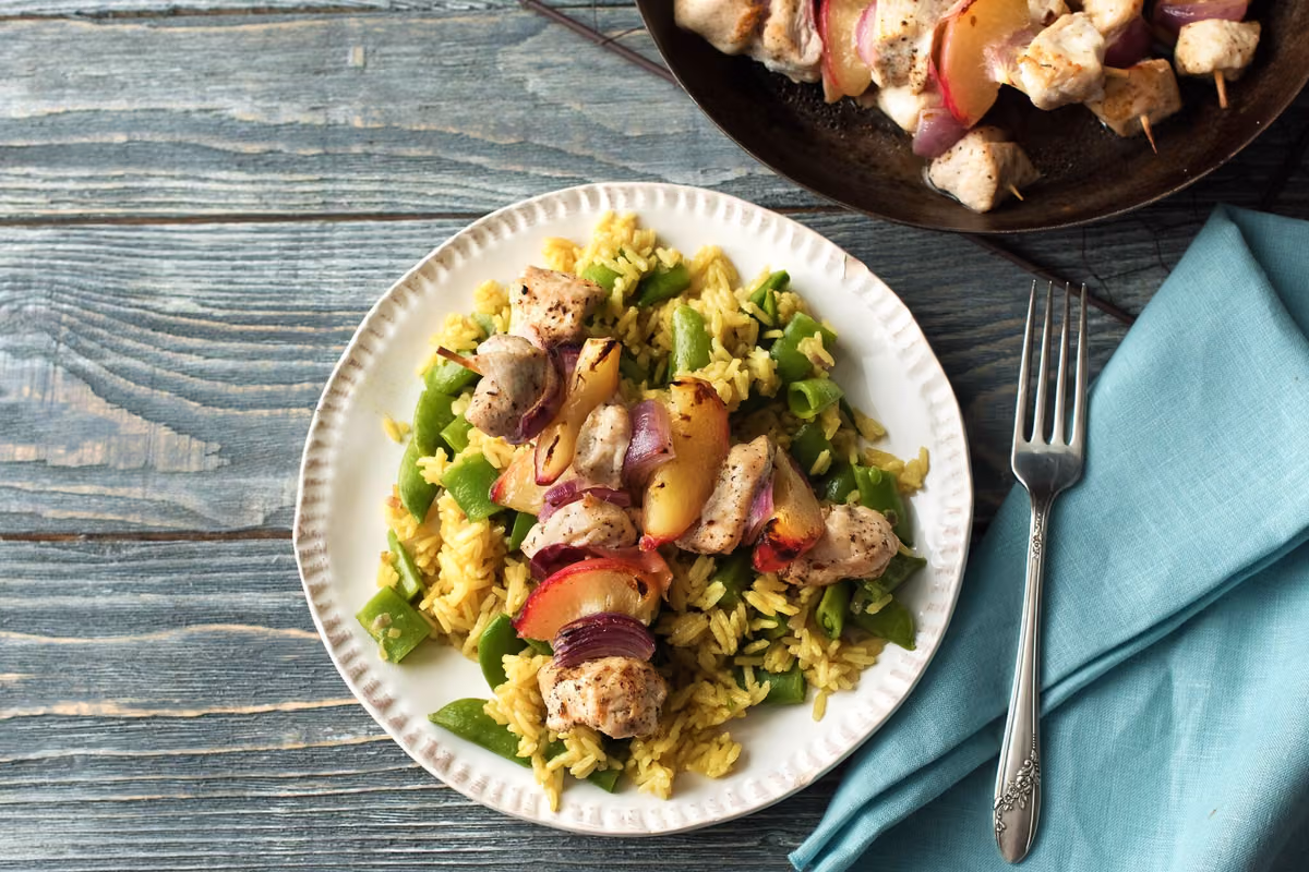 Jerk Chicken and Peach Skewers