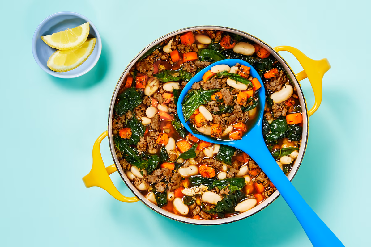 One-Pot Pork Cannellini Kale Soup: Carrot & Lemon
