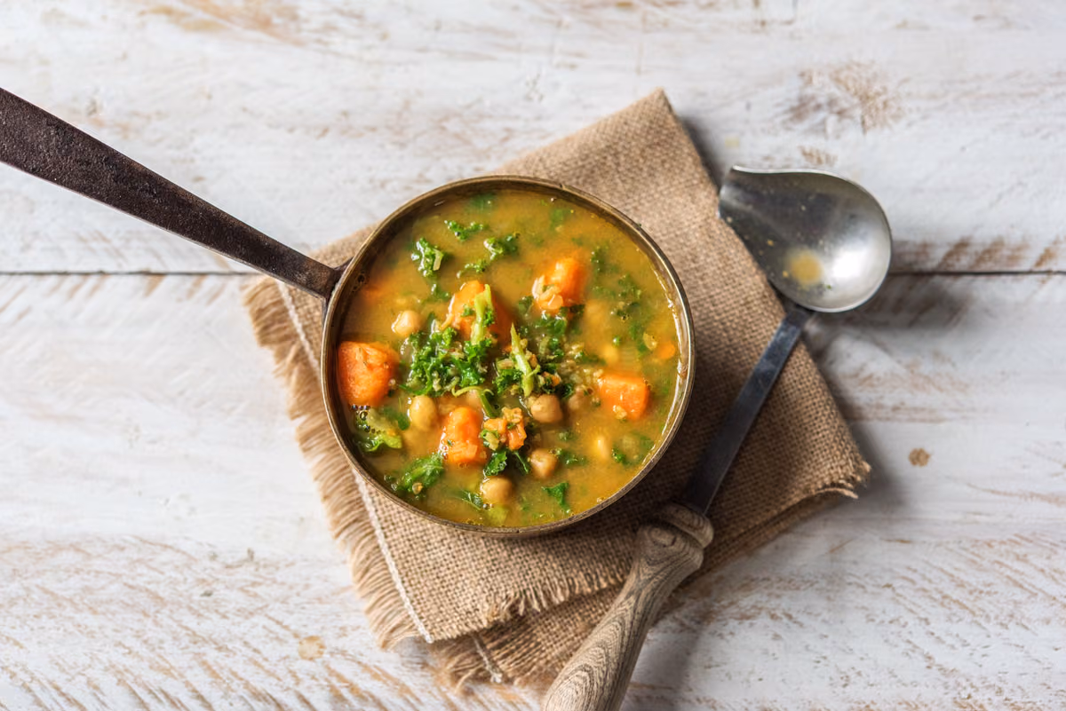 Freekeh Soup: Kale and Sweet Potatoes