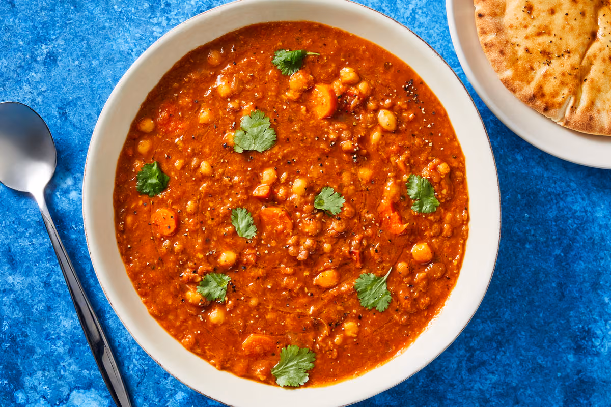 Harissa-Spiced Chickpea & Lentil Soup