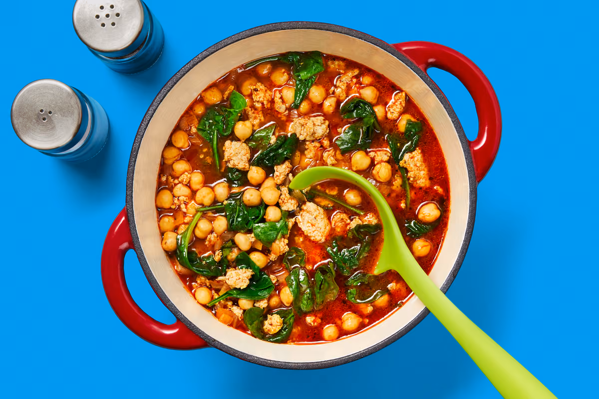 One-Pot Chicken Sausage & Chickpea Soup