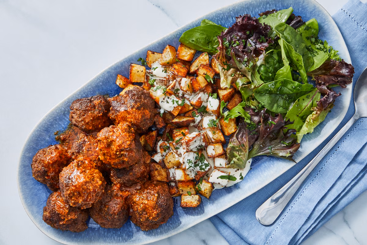 Beef Albondigas & Patatas Bravas