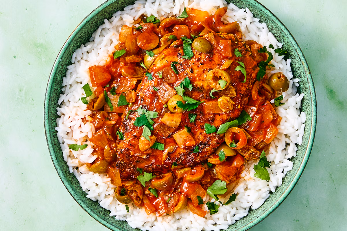 Smoky Spanish-Style Chicken with Olives & Raisins