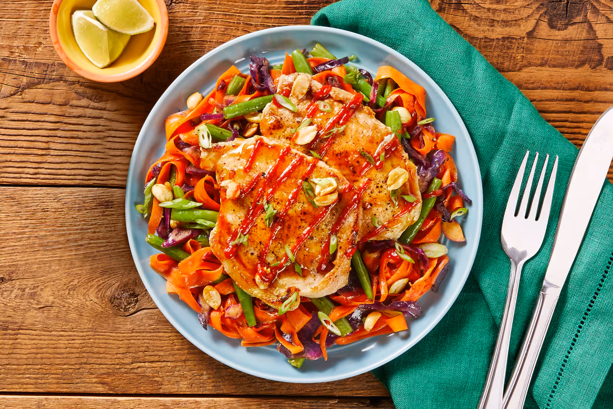Bulgogi-Glazed Pork over Veggie Stir-Fry