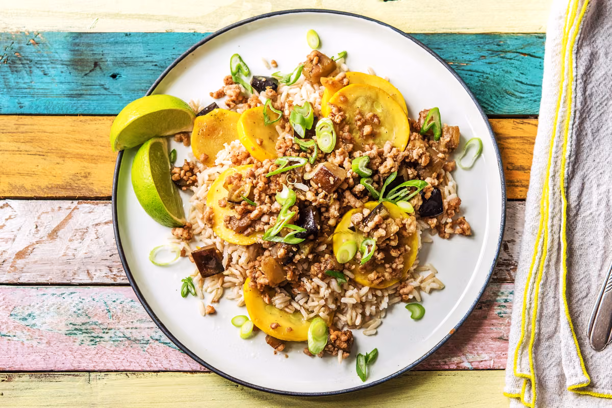 Pork, Eggplant, and Squash Stir-Fry
