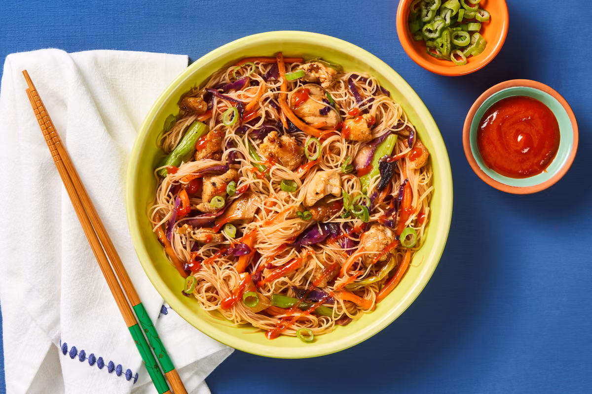 Gingery Chicken & Rice-Noodle Stir-Fry