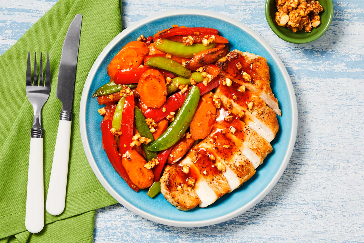 Sesame Chili Pork Chops & Veggie Stir-Fry