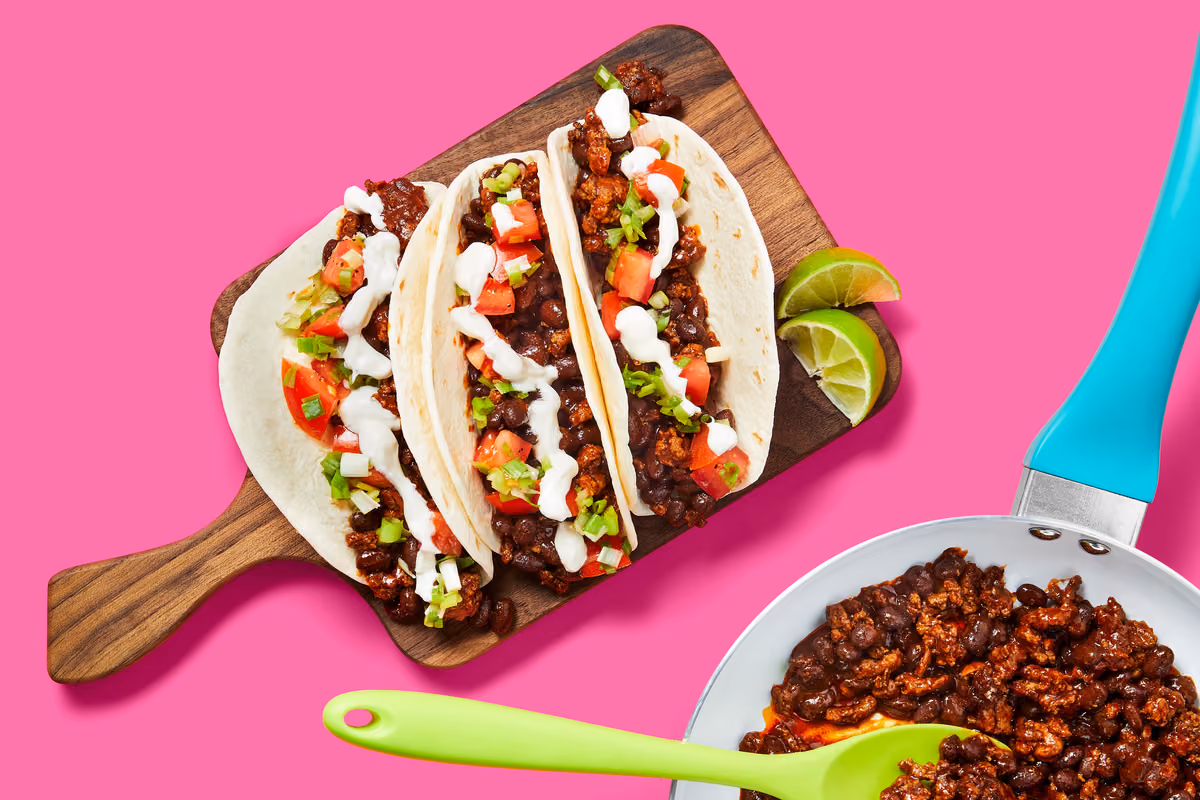 One-Pan Beefy Black Bean Tacos