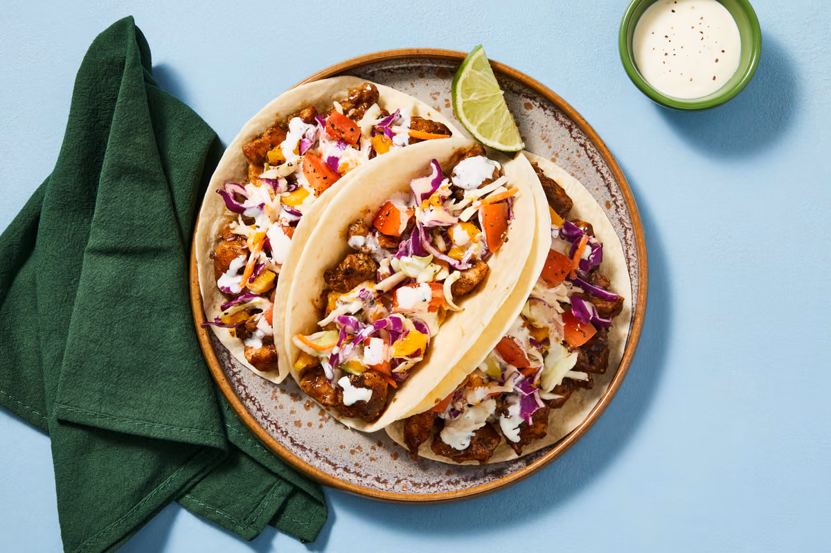 Spicy Tropical Jerk-Style Chicken Tacos