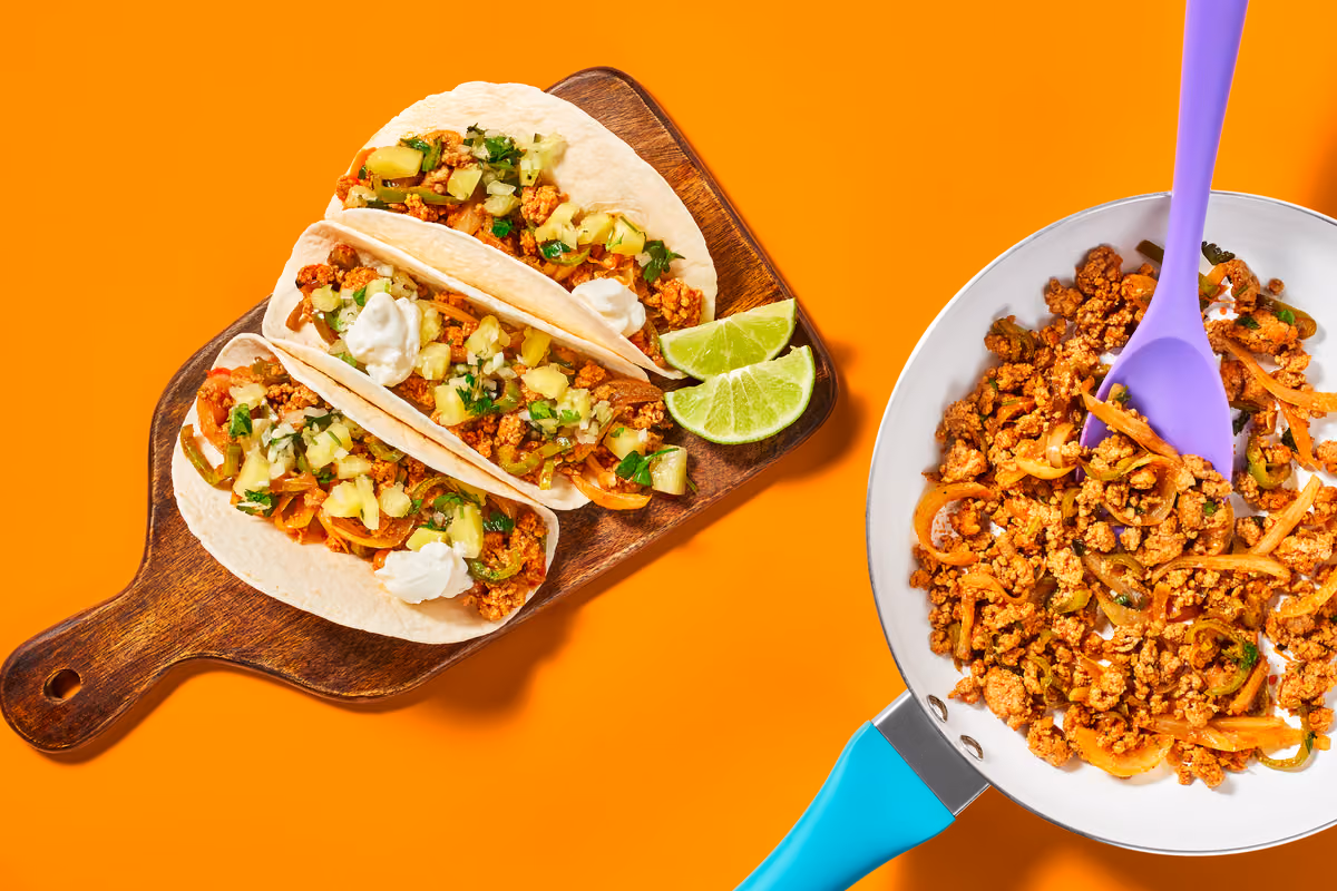 One-Pan Pineapple Salsa Pork Tacos