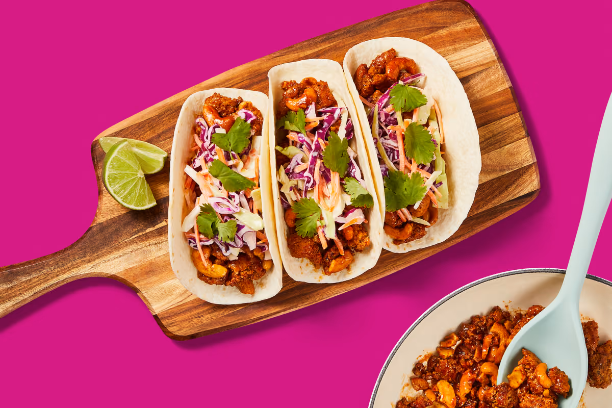 One-Pan Sweet & Spicy Cashew Pork Tacos