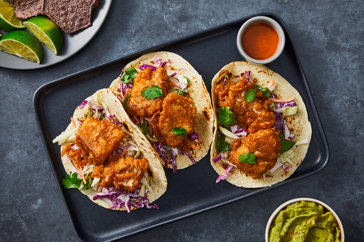Crispy Tempura Trout Tacos with Guac