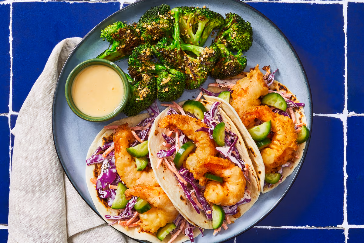 Shrimp Tempura Tacos with Bang Bang Sauce