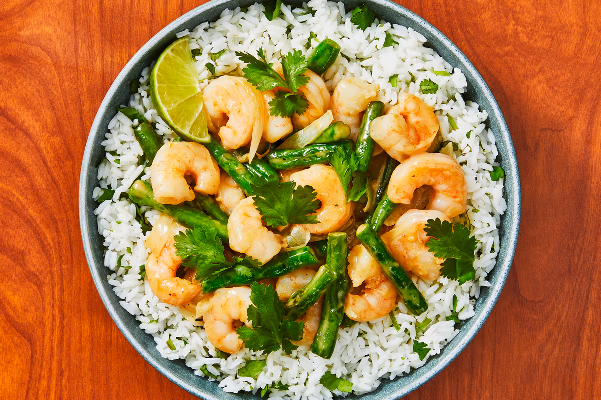 Green Curry Coconut Shrimp & Rice