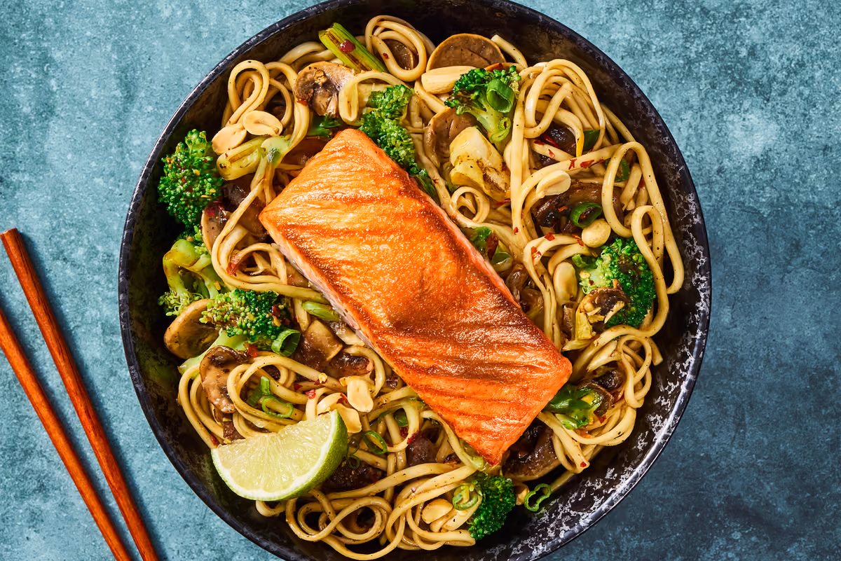 Thai-Inspired Salmon Noodle Stir-Fry
