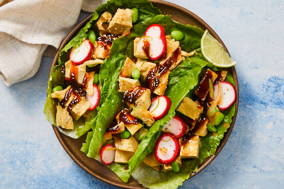 Creamy Green Curry Tofu Lettuce Wraps