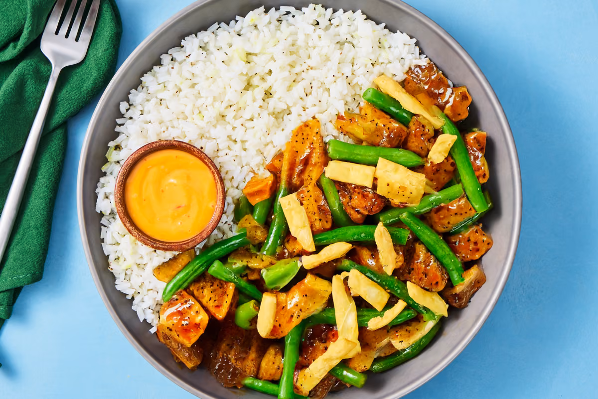 Tangy Ginger Tofu & Green Bean Bowls