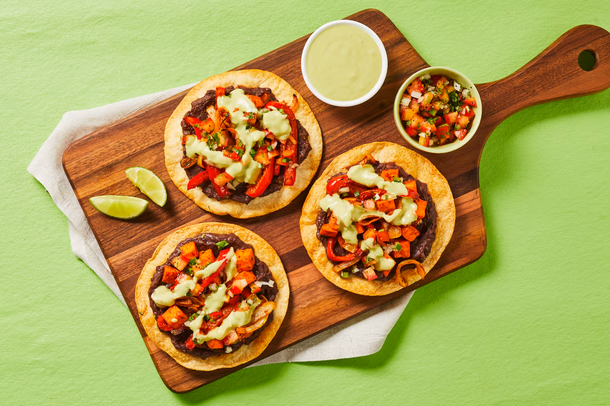 Beef, Sweet Potato & Black Bean Tostadas