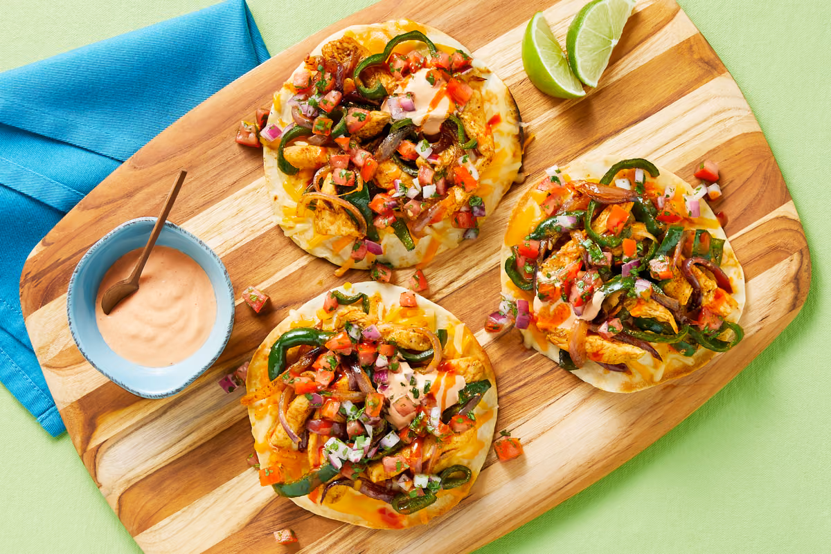 Cheesy Chicken & Poblano Tostadas