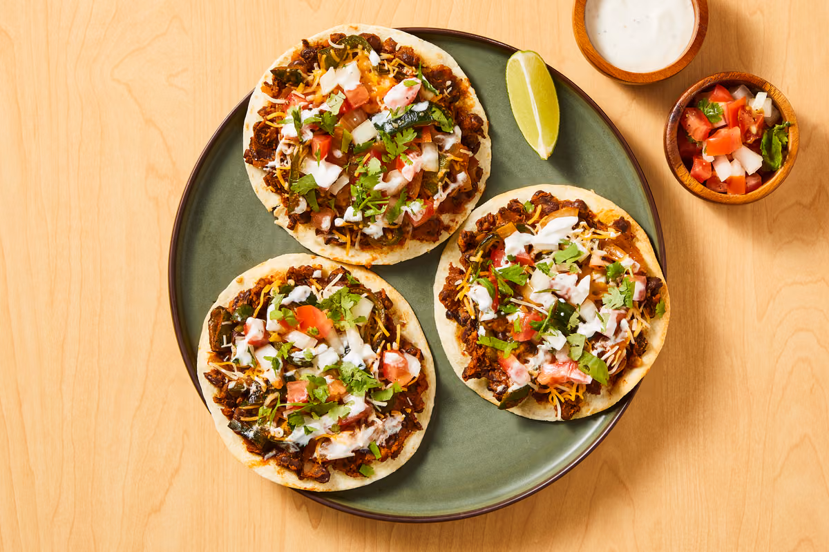 Smashed Black Bean & Chicken Tostadas