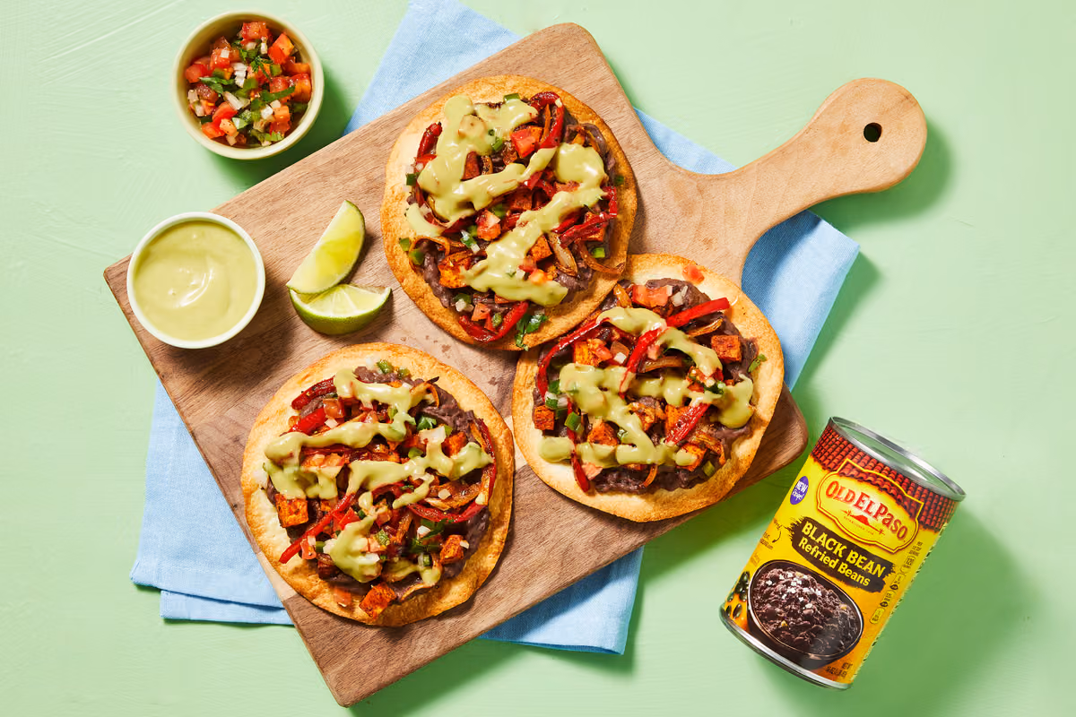 Turkey, Sweet Potato, & Black Bean Tostadas