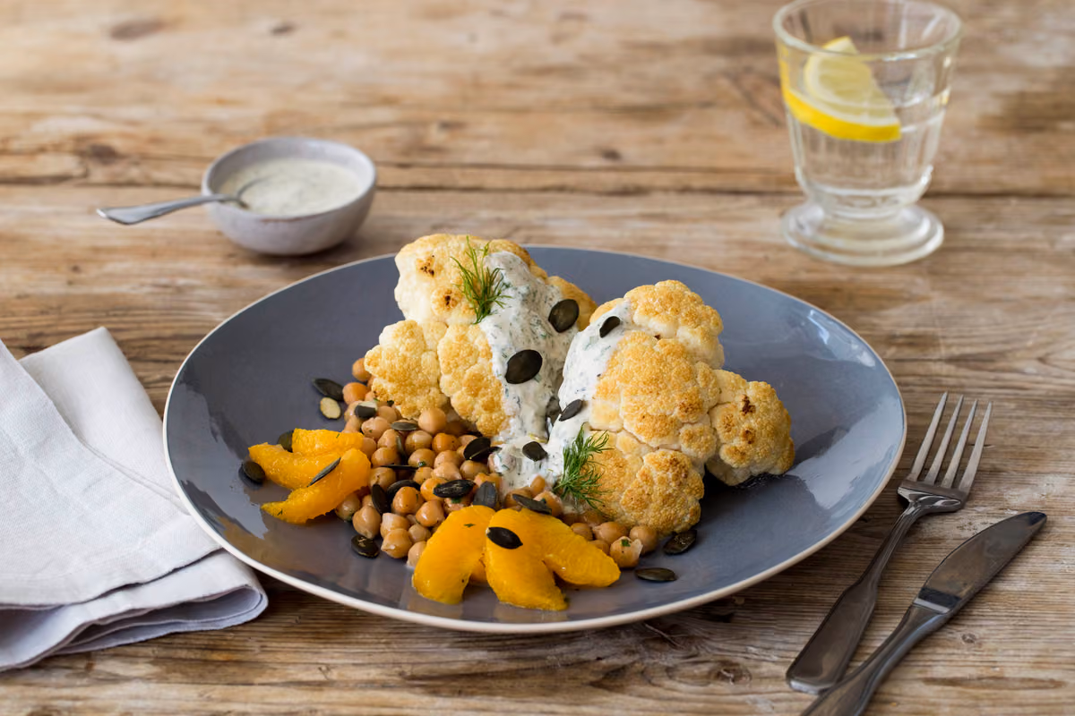 Mediterranean Whole-Roasted Cauliflower