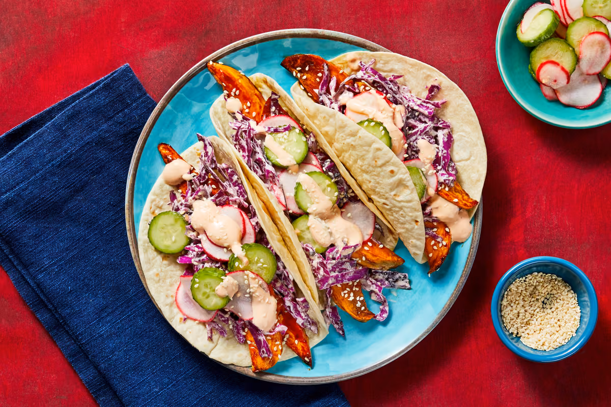 Sesame Glazed Sweet Potato Tacos