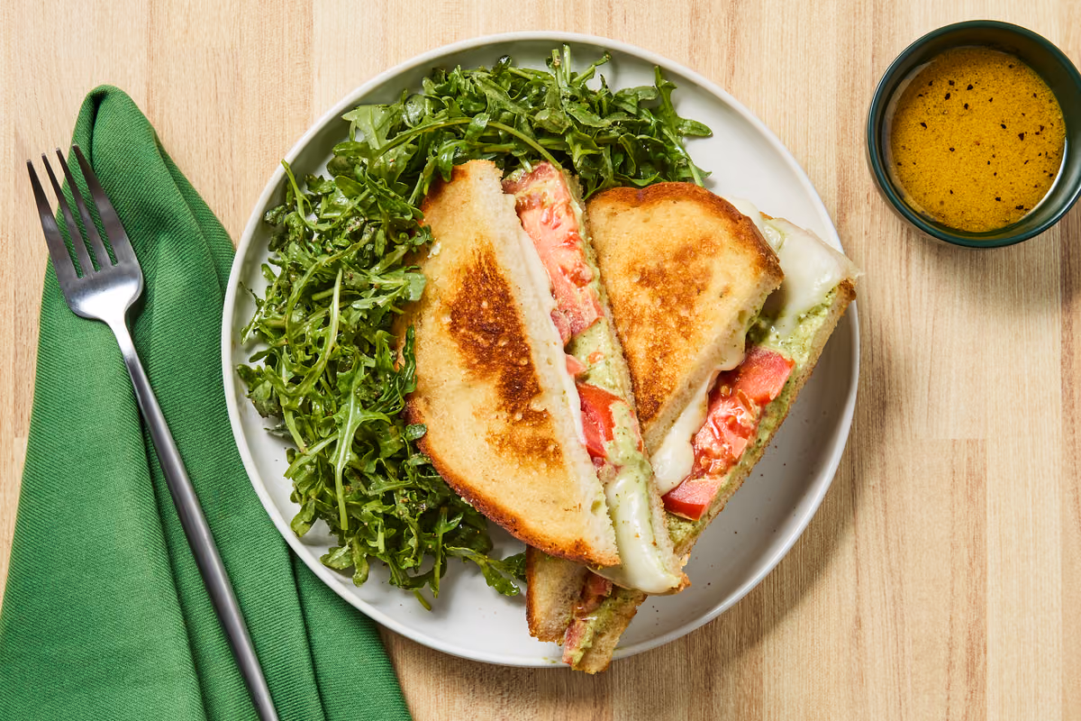 Tomato, Mozz & Creamy Pesto Panini