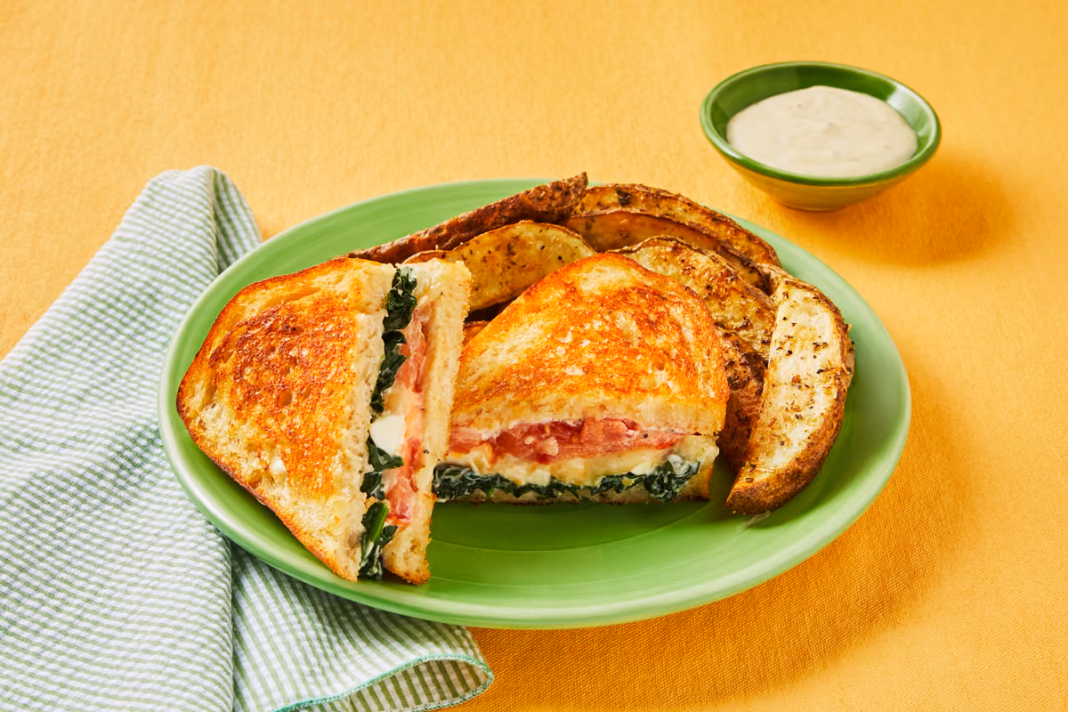 Cheesy Spinach, Tomato & Feta Panini
