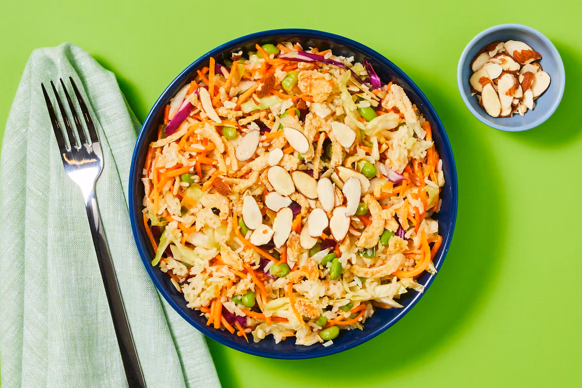 Sesame-Ginger Edamame & Cabbage Rice Salad