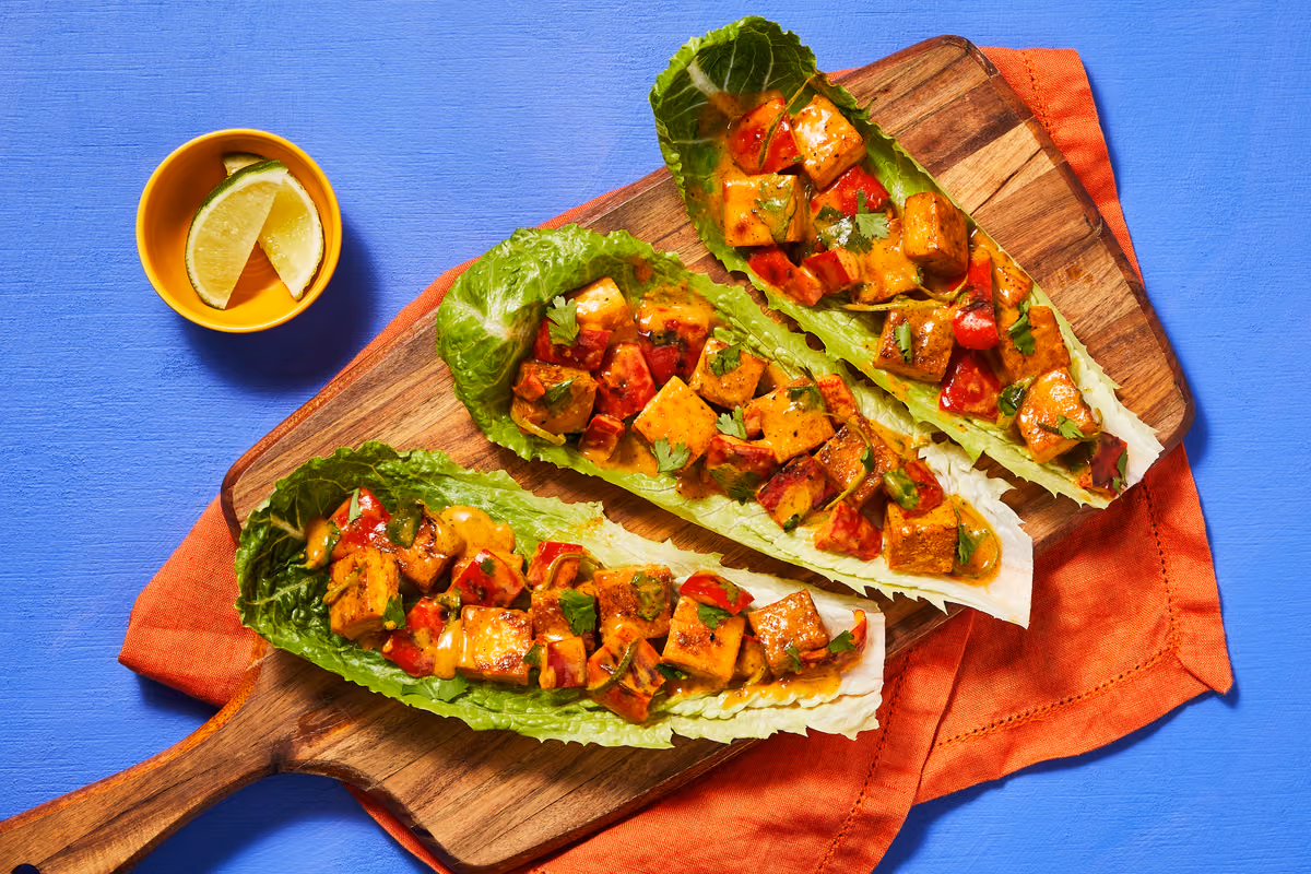 Vegan Coconut Curry Tofu Lettuce Wraps