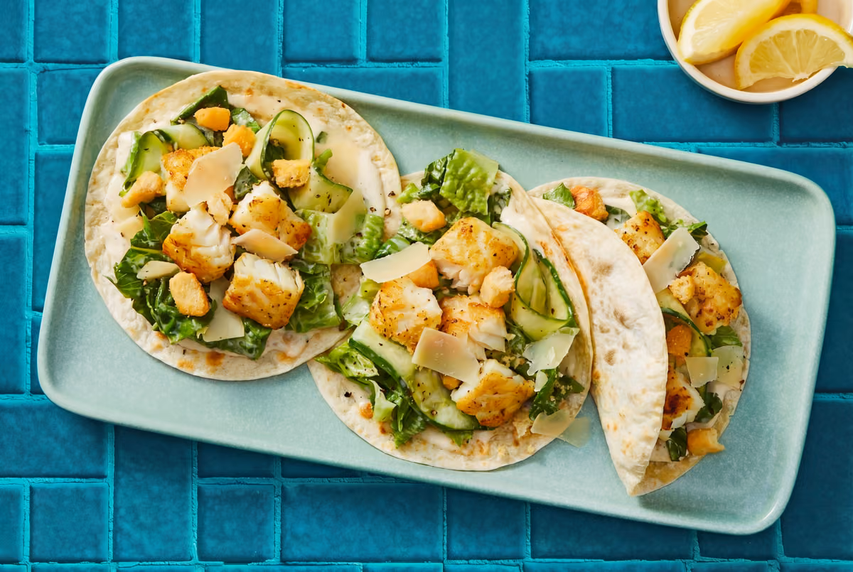 Air Fryer Blackened Cod Caesar Tacos